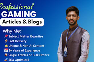 write engaging gaming reviews, blog posts, and esports content