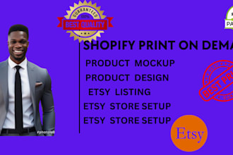expert etsy digital shop and shopify pod store setup
