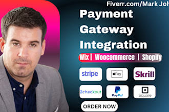 setup stripe,paypal,square,skril,credit cards for woocommerce, shopify store