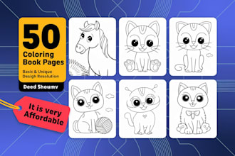 design coloring book pages for kid and adult, KDP interior, and custom line art