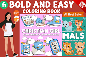 draw eye catching bold and easy coloring page for amazon KDP