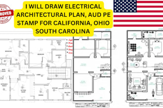 draw electrical architectural plan, aud, pe stamp for california, south carolina