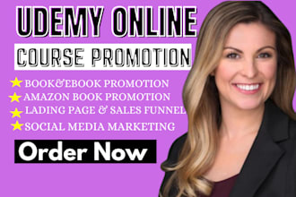 udemy online course promotion, ebook and book marketing, udemy promotion kajabi