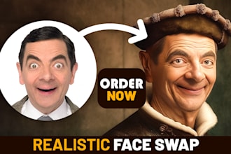 do realistic face swap ,change face, head change, photo retouching within 1 hour