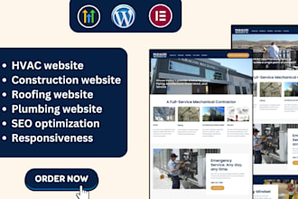 design hvac website, plumbing website, hvac landing page wordpress website