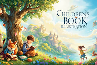 draw an awesome children book illustration and children story book