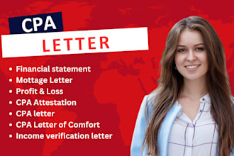 write verified CPA letter, income letter, expense ratio letter, mortgage letter