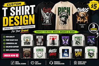 design custom typographic t shirt designs for clothing brand