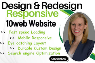 design eye catching and responsive website design on 10web, showit web redesign