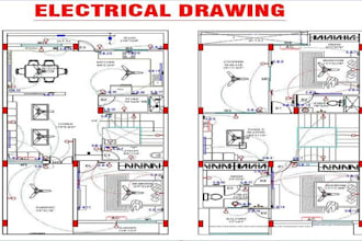 draw floor plans, electrical, plumbing, elevation, hvac drawings in autocad