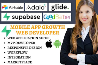 create budibase kintone draftbit goodbarber weweb adalo glide airtable supabase