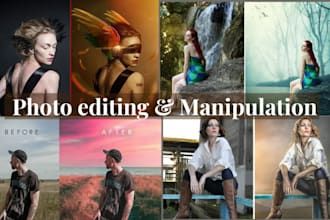 do photo editing, face swap, photo manipulation, modify text, photoshop