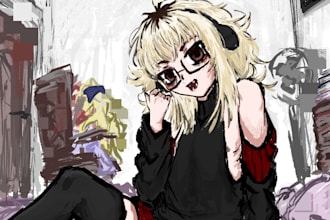draw an anime style illustration for any char or oc