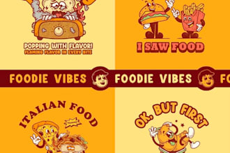 illustrate cartoon logo character in vintage retro style for tshirt