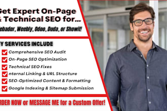 improve onpage technical SEO for webador, weebly, odoo, duda or showit website