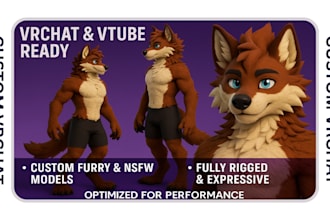 create high detailed vrchat avatar, furry avatar, furry vtuber model, vrc avatar