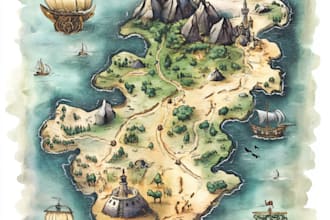 make a fantasy map illustration or site in illustrator