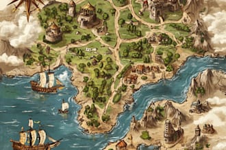 design fantasy map for rpg fantasy dnd novels board game