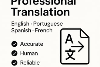 provide professional translation between english, portuguese, spanish,and french