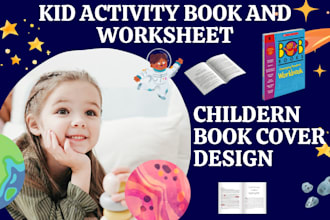 design kids coloring book cover children kids activity worksheets for KDP