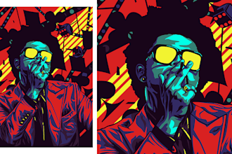 do vector portrait for printing or merch design