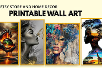 create printable digital abstract wall art canvas for etsy store resell decor