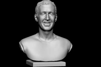 sculpt 3d realistic bust face head model for printing  3d printing, 3d statue
