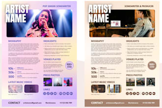 develop epk, media kit, press kit for artists and musicians