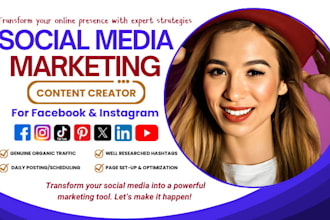 be your social media marketing manager, facebook and instagram content creator