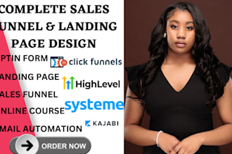 landing page, sales funnel in systeme io clickfunnels gohighlevel kajabi kartra