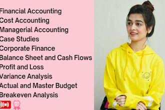 assist in cost, managerial, financial accounting, finance and economics all task