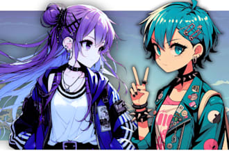 draw digital art commission in alternative anime style ai