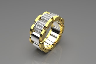 render contemporary jewelry design, man diamond rolex ring, 3d printing, cad