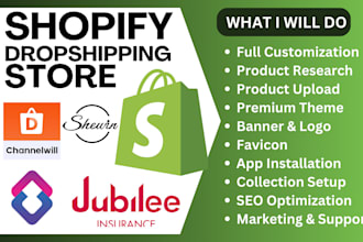 design shopify dropshipping store via  appscenic dropshipman jubile syncx shewin