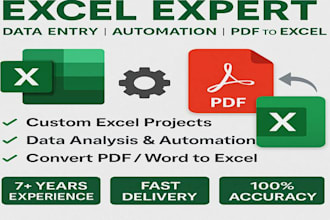 create excel database, data entry, pdf to excel conversion