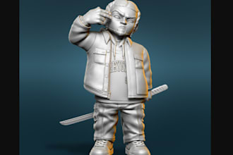 make 3d action figure,3d modelling miniature toy for print,fbx export character