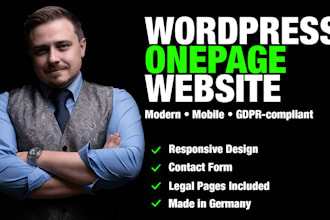 build a fast, branded wordpress onepager, SEO and gdpr ready