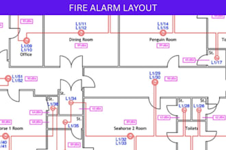 professional fire alarm, sprinkler and evacuation map layout