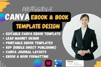 design editable canva ebook, kdp book layout, pdf lead magnet printable journal