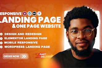 design one page website, wordpress landing page elementor, lead capture page