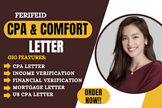 write USA CPA financial statement mortgage comfort letter income verification