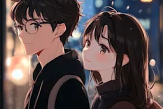 draw a anime couple character art anime style
