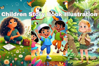 illustrate children story book illustration, watercolor 3d children story book