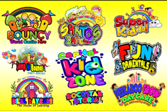 design cute baby kid daycare baby shop children school educational logo