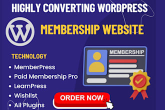 build wordpress membership website lms website with learndash subscription site
