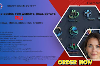 create logo design for website, real estate, medical, music, business, sports