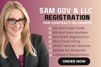 do llc registration, non profit, uei, sam gov registration, naics and cage code