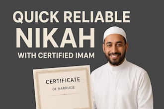 quick reliable nikah with certified imam with certificate