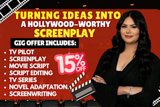 write industry standard screenplay tv script movie script feature film tv series
