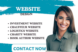 design investment website, chauffeur, logistics, charity, book author website